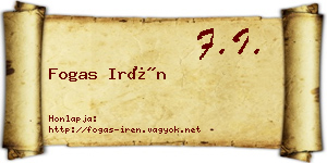 Fogas Irén névjegykártya